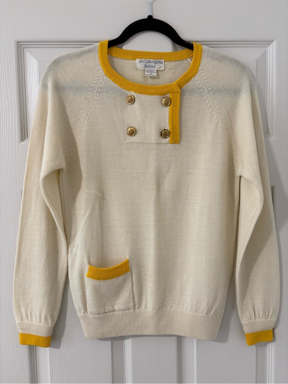 JH Collectibles Vintage Women's Wool Blend Sweater Button Pocket Petite Small